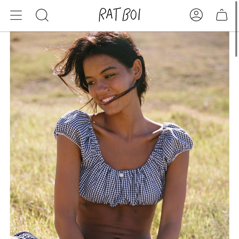 Rat Boi Babydoll Top in Black Gingham XL